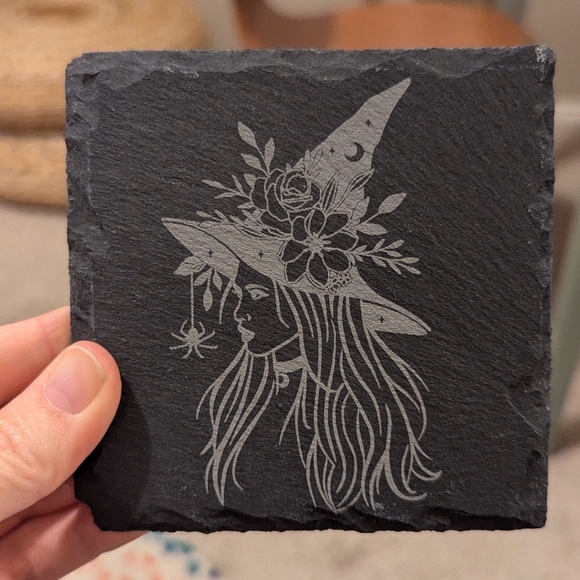 Custom made Halloween Spooky Witch Slate Coaster - Picture 1 of 2